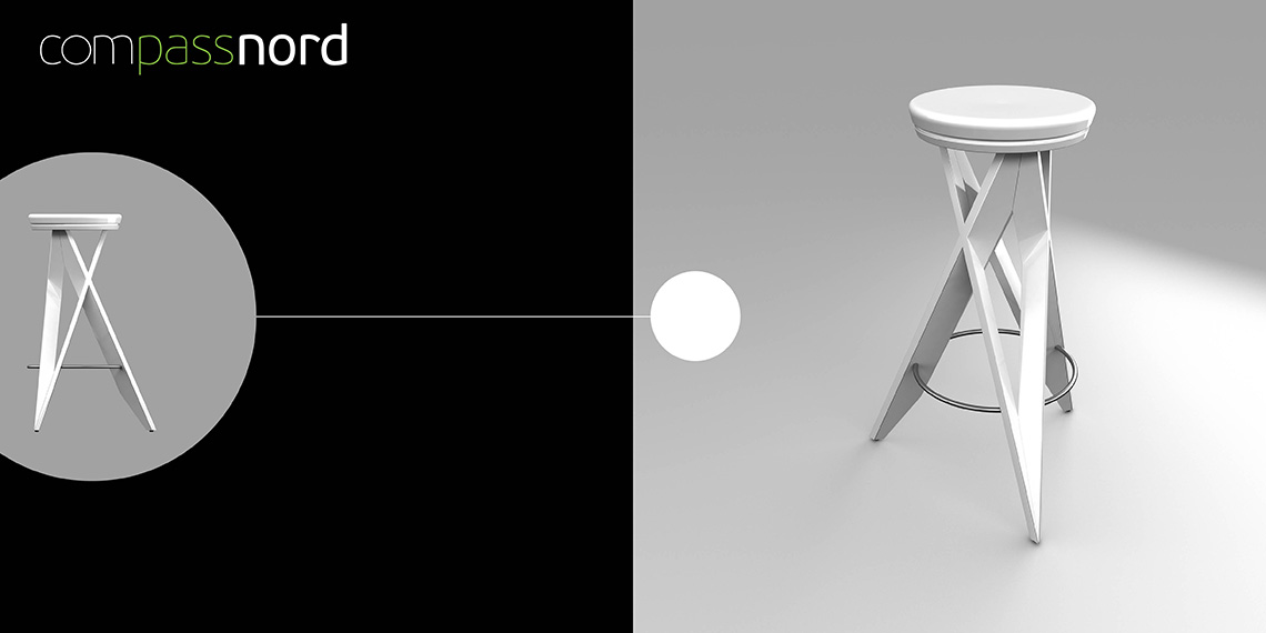 Дизайн барных стульев Compass Nord (Север) для конкурса PROTOTYPE разработан в студии TrofotoDesign