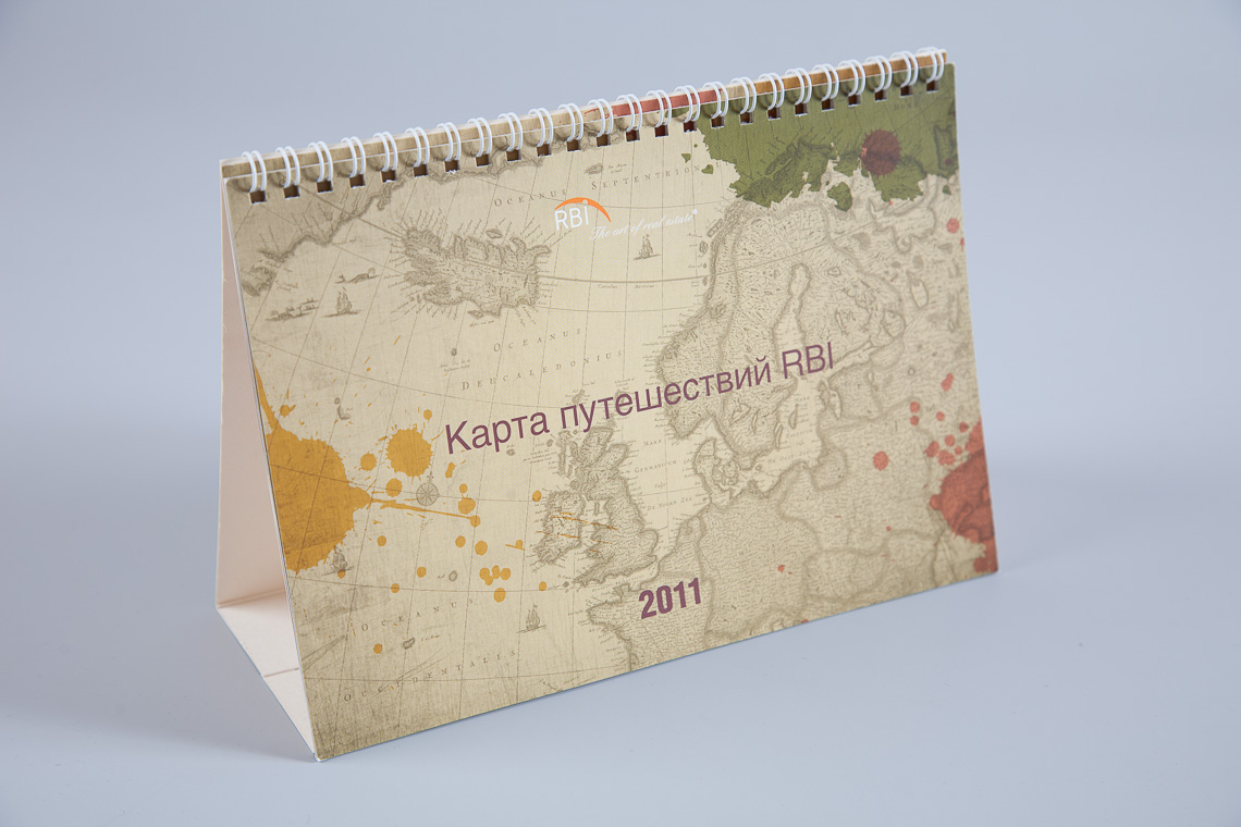 Настольный корпоративный календарь «Карта путешествий RBI»